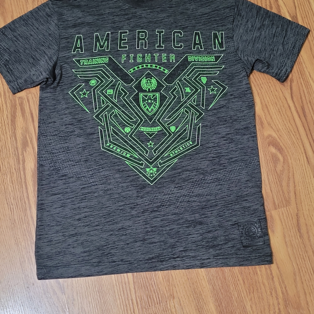 American Fighter Charcoal Tee with Subtle Pattern
